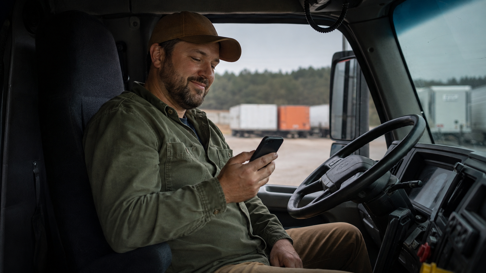Transportista autónomo gestionando sus documentos DeCA desde el móvil